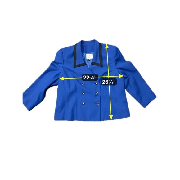 Vintage Le Suit II Double Breasted Blazer Jacket Blue Sz 18 Black Trim Formal - Picture 8 of 10